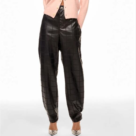 Baum und Pferdgarten Black Faux Leather Pants Size 8 Quilted Baggy Tapered $279 - Picture 4 of 14